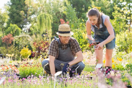 Gardeners reviewing a service complaint in a professional setting
