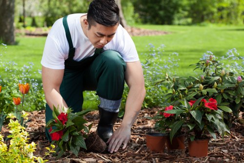 Gardening team using PPE during safe outdoor work